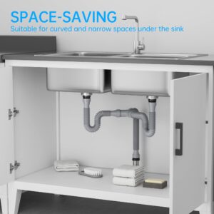 SAINT NIEVE Flexible Expandable P-Trap Kit for Double Kitchen Sink Drain - Fits 1 1/2" or 1 1/4" Pipes-Complete with Sealing Ring, Tape, and Tubing - Perfect for Kitchen, Bathroom, and Restroom Use
