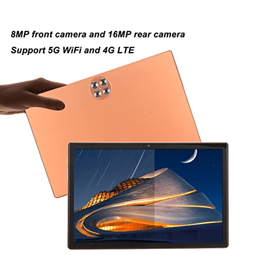 Tablet 10.1 inch Android 12 Cellular Tablet, 8GB RAM and 256GB ROM, Octa Core CPU, 16MP and 8MP Camera, 7000mAh Battery Tablet PC, Orange