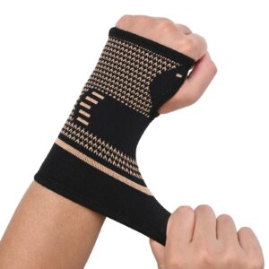 copper wrist compression sleeves, comfortable and breathable for arthritis, workout, carpal tunnel, wrist support for women and men