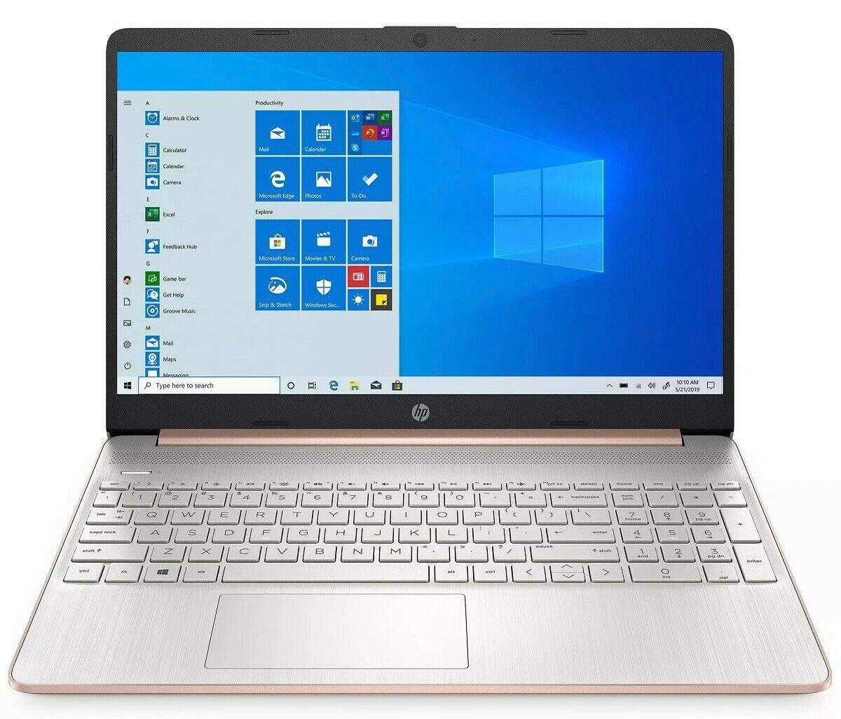 HP 15-ef1073wm, 15.6" HD Screen, AMD Athlon Silver 3050U, 4 GB DDR4 Memory, 128 GB SSD, 1-Year Office 365, Win 10 Home S Mode, Rose Gold