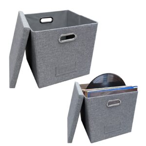 riomijun vinyl record storage box with lids 12inch records organizer boxes for album holder storage crate(2pcs)