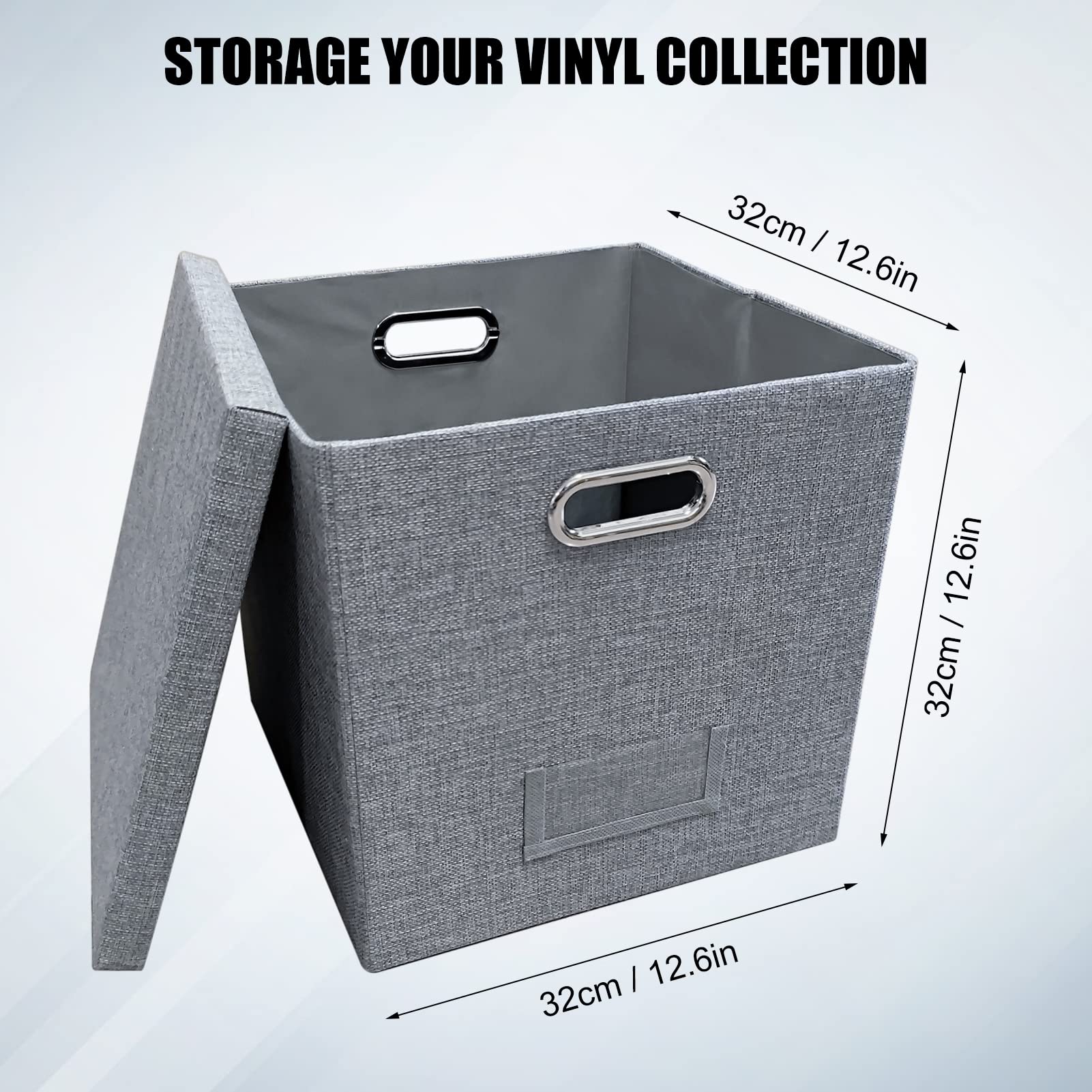 Riomijun Vinyl Record Storage Box with Lids 12inch Records Organizer Boxes for Album Holder Storage Crate(2pcs)