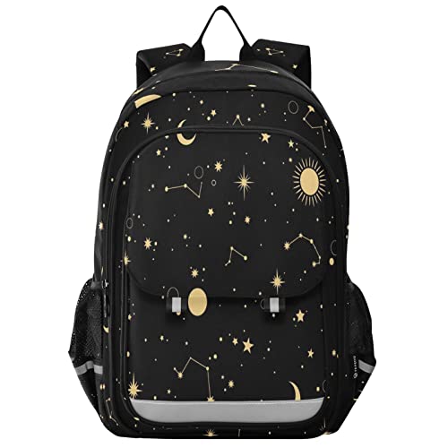 Glaphy Zodiac Sun Moon Stars Boho Constellations Backpack School Bag Lightweight Laptop Backpack Student Travel Daypack with Reflective Stripes