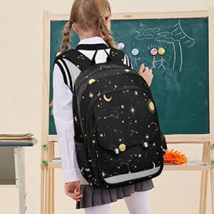 Glaphy Zodiac Sun Moon Stars Boho Constellations Backpack School Bag Lightweight Laptop Backpack Student Travel Daypack with Reflective Stripes