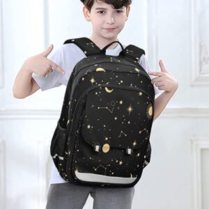 Glaphy Zodiac Sun Moon Stars Boho Constellations Backpack School Bag Lightweight Laptop Backpack Student Travel Daypack with Reflective Stripes