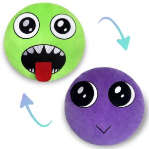 THCHZL Green+Purple Plush 13" Toys Hugging Pillow Double Sided Cute Plush Toys Puppets Soft Stuffed Animal Cushion Decoration Summer Birthday Best Gift for Kids Girls Boys Game Fans