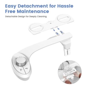 Aresmata Ultra-Slim Bidet Attachment for Toilet - Effortless Non-Electric Self-Cleaning Dual Retractable Nozzles Bidets Toilet Seat, Adjustable Water Pressure Fresh Water Sprayer Baday