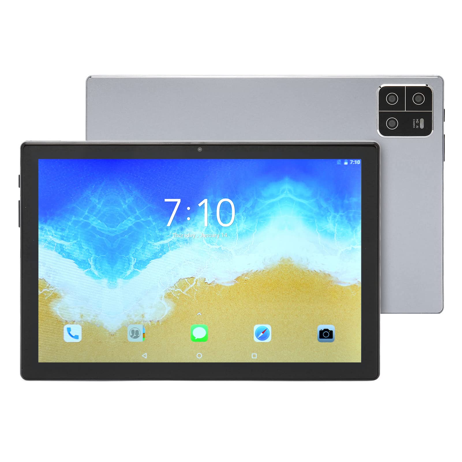 FOTABPYTI Tablet PC, Silver Color 10 Inch Office Tablet 8GB RAM 128GB ROM for Family (US Plug)