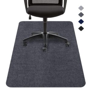 joenie office chair mat for hardwood & tile floor, 47"x35" computer desk chair floor mat, easy glide low-pile rug, large anti-slip multi-purpose floor protector for work, home, gaming (dark gray)