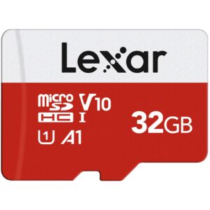 lexar e-series 32gb micro sd card, microsdhc uhs-i flash memory card with adapter, 100mb/s, c10, u1, a1, v10, full hd, high speed tf card