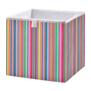 kigai colored stripes cube storage bins - 11x11x11 in large foldable cubes organizer storage basket for home office, nursery, shelf, closet