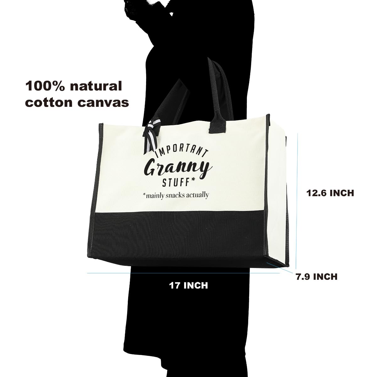 FORBIDDEN PAPER Granny Gifts Best Grandma Gifts Tote Bag Handbag Shopping Bag Granny Stuff for Grandmother Grammy Gigi Gifts First Time Grandma Gifts Beach Bag Birthday Christmas Presents for Travel