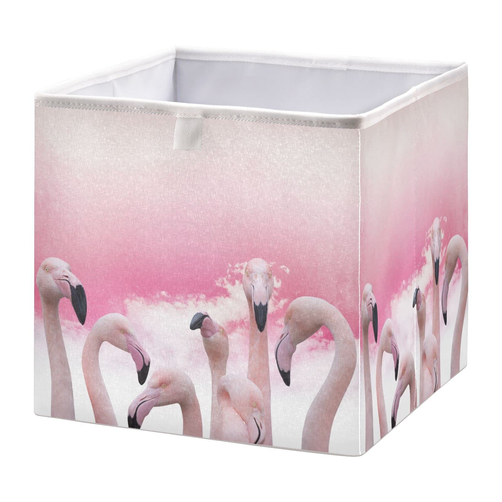 Kigai Flamingo Cube Storage Bins - 11x11x11 in Large Foldable Cubes Organizer Storage Basket for Home Office, Nursery, Shelf, Closet