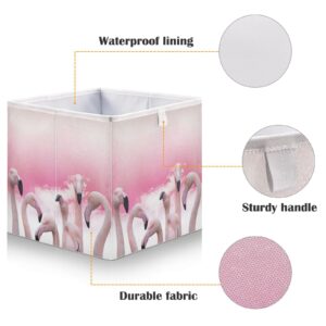 Kigai Flamingo Cube Storage Bins - 11x11x11 in Large Foldable Cubes Organizer Storage Basket for Home Office, Nursery, Shelf, Closet