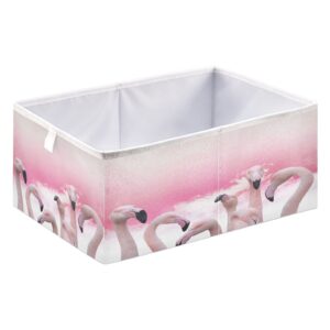 Kigai Flamingo Cube Storage Bins - 11x11x11 in Large Foldable Cubes Organizer Storage Basket for Home Office, Nursery, Shelf, Closet