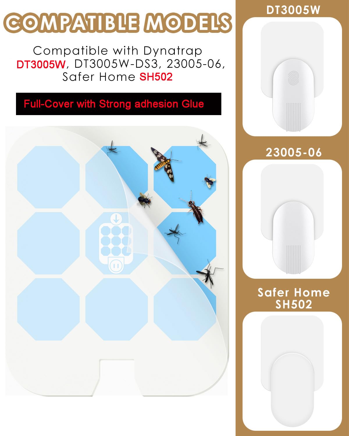 TINDTOP 24 Pack Refills Glue Cards for Safer Home SH502, Compatible with Dynatrap DT3005W Dot Plug-in Indoor Replacement Glue Boards