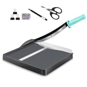 paper cutter, a4 paper trimmer with safety guard, 12" cut length paper cutting board, guillotine trimmer with 16 sheets capacity, paper slicer for scrapbooking craft, coupon, label, cardstock