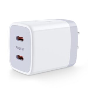 25w type c charger block, usb c cube dual port usb c wall adapter c wall charger box fast charging brick for samsung a15 5g/s24 ultra/s23/s22fe/s21/a03s/a53, iphone 15/14/13/12/11/se/x,pixel 8 pro