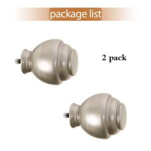 KAMANINA Round Replacement Finials for 3/4 or 5/8 Inch Curtain Rods, Champagne Gold Drapery Rod Finials with M6 Standard Screws, Set of 2