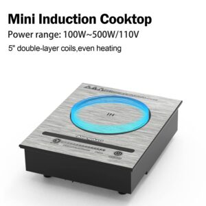 Abangdun Mini Induction Cooktop, 500W /110V Mini Electric Countertop Burners Portable Small Induction Hot Plate Even Heating for RV Travel & Outdoor