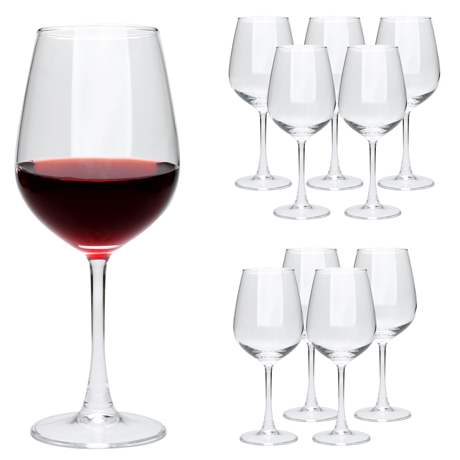 Ufrount Red Wine Glasses Set of 10,Classic Wine Glasses 16oz for Party Restaurant,Clear All-purpose 500ml Wine Glass Stemmed Glassware White Wine Glasses for Gift,Wedding