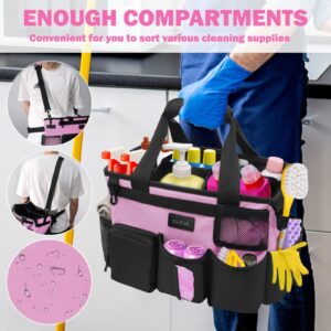 Noelen Gad Wearable Cleaning Caddy Bag,Cleaning Supply Tote for Cleaning Supplies, Cleaning Organizer with Adjustable Shoulder and Waist Straps for Cleaners & Housekeepers (Large, Pink)