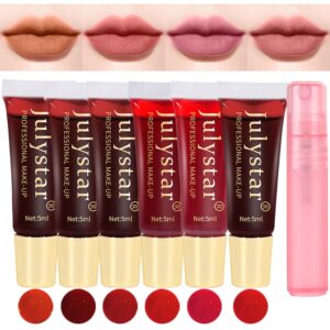 meilury lip stain set, 5 colors lip stain peel off mask lip gloss, lip tattoo lip tint stain matte lipstick, long lasting waterproof non-stick cup lip tint peeling stain lipstick for women (5 colors)
