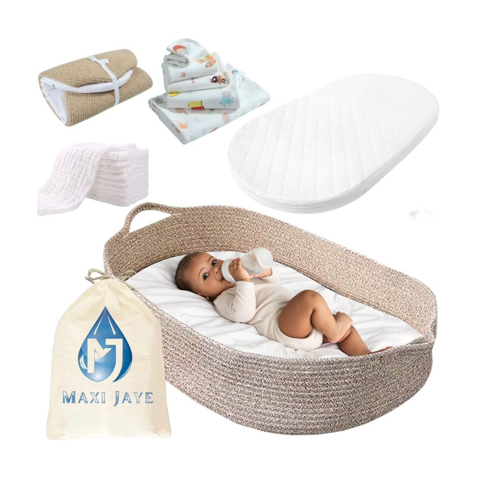 Diaper Changing Basket, Burp Cloth and Diaper Changing Sheet (Big Package), Portable Changing Pad, Unisex Changing Basket, Foam Diaper Changing Pad for Dresser, Changing Table Topper for Dresser