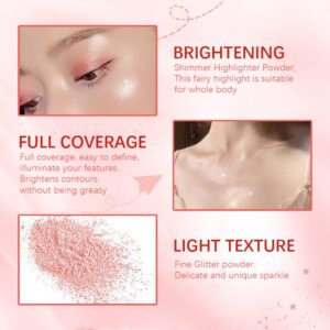 Highlight Polvo De Hadas, Fairy Highlighter Powder, Brightening Whole Body, Natural Three-Dimensional Face Contouring Clavicle Pat Powder, Highlighter Makeup