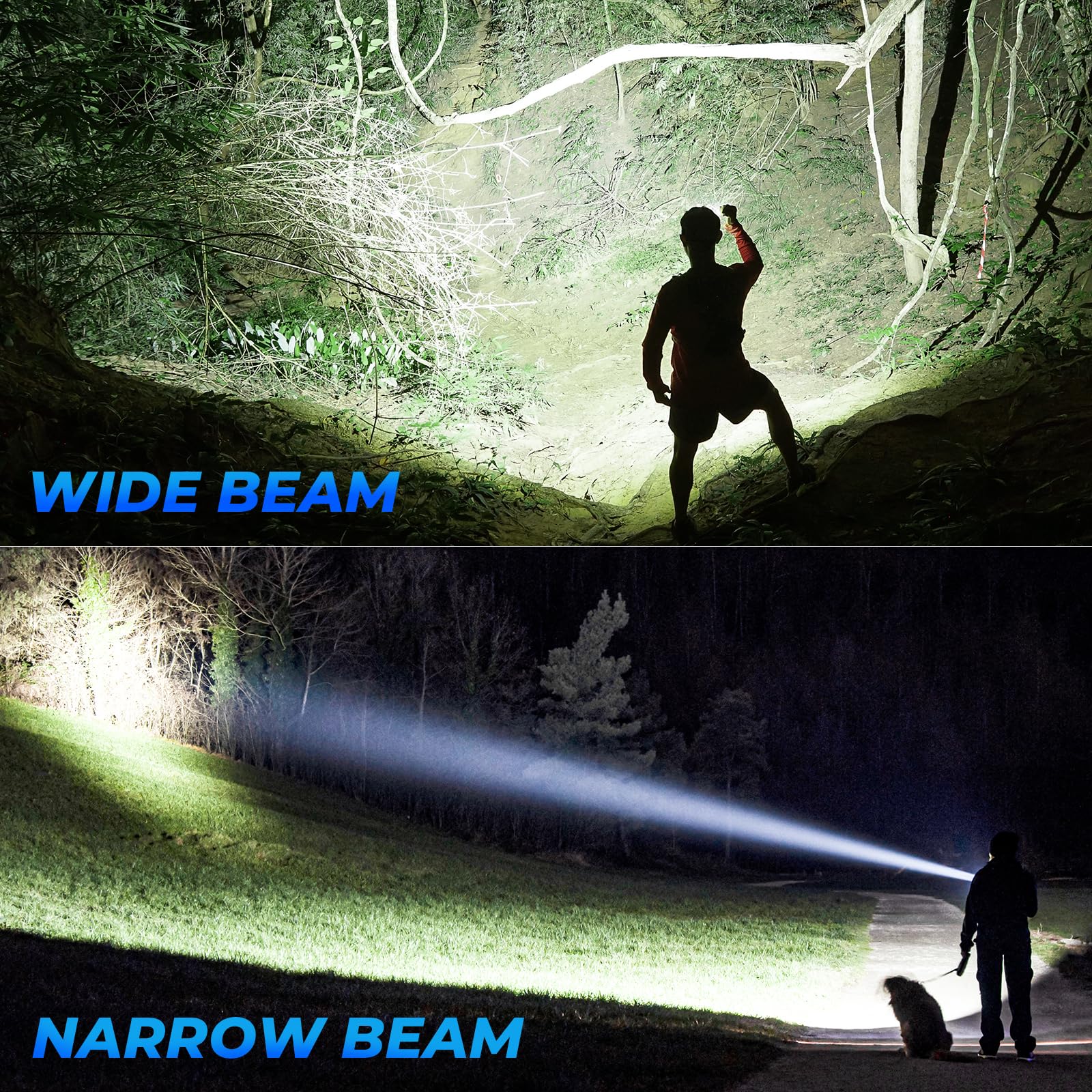 Rechargeable LED Flashlights High Lumen,990,000 Lumens Super Bright Flashlight,Powerful Flash Light 7 Modes with COB Work Light IPX7 Waterproof for Outdoor Emergency Camping Hiking