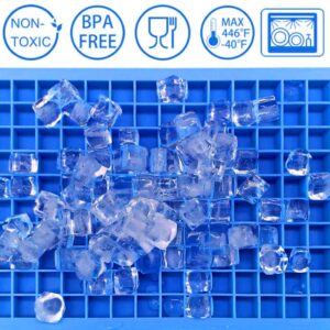 Silicone Mini Ice Cube Trays 3 Pack, 160 Crushed Ice Cube Molds Easy Release Small Ice Cube for Chilling Whiskey Cocktail, Kitchen Gadgets Stackable Ice Trays (Blue)