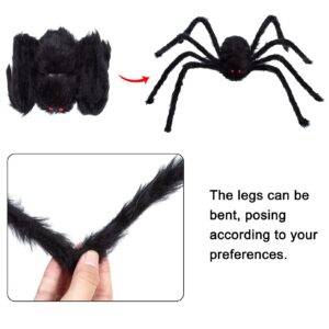 Amandir 7 PCS Giant Spiders Halloween Decorations Outdoor, Realistic Black Fake Spider Props Scary for Yard Indoor Outdoor Home Haunted House Creepy Halloween Party Decor