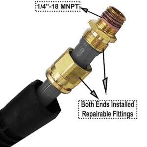 YOTOO Polyurethane Recoil Air Hose 3/8" Inner Diameter by 10' Long with Bend Restrictor, Repairable 1/4" Industrial Quick Coupler and Plug, Gray