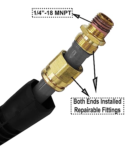 YOTOO Polyurethane Recoil Air Hose 3/8" Inner Diameter by 10' Long with Bend Restrictor, Repairable 1/4" Industrial Quick Coupler and Plug, Gray