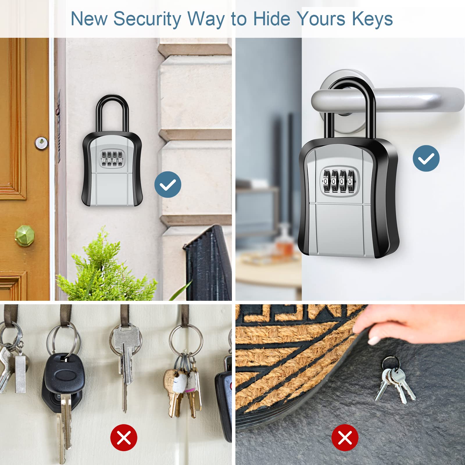 Ankilo Key Lock Box, Lock Box for House Key, 4-Digit Resettable Code Combination Small Safe Security Lockbox, Portable Wall Mounted Key Storage Lock box for Home, Realtors Garage Spare Keys,1 Pack…