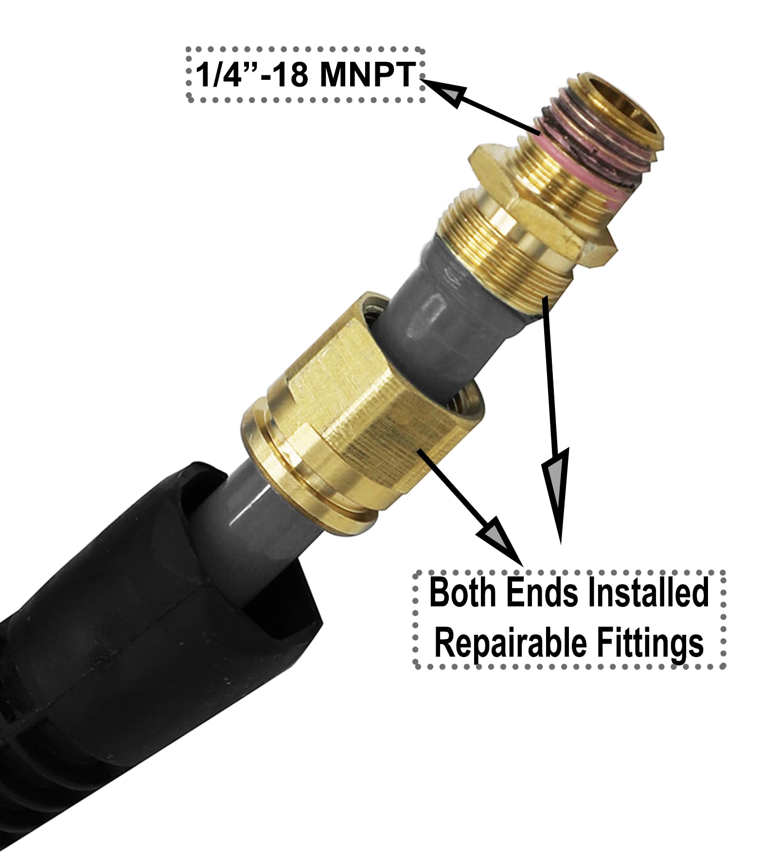 YOTOO Polyurethane Recoil Air Hose 3/8" Inner Diameter by 25' Long with Bend Restrictor, Repairable 1/4" Industrial Quick Coupler and Plug, Gray