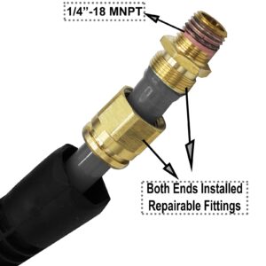 YOTOO Polyurethane Recoil Air Hose 3/8" Inner Diameter by 50' Long with Bend Restrictor, Repairable 1/4" Industrial Quick Coupler and Plug, Gray