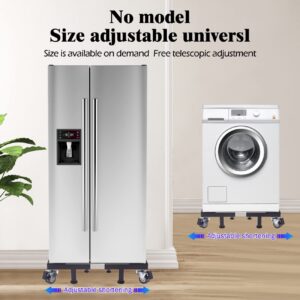 Bethshaya All-Stainless Steel Washing Machine Stand Base, Adjustable Mobile Base for Washer, Dryer, Refrigerator,with Locking Rotating Double Wheels - Ideal for Home, Dorm & Heavy Dut(Stainless steel)
