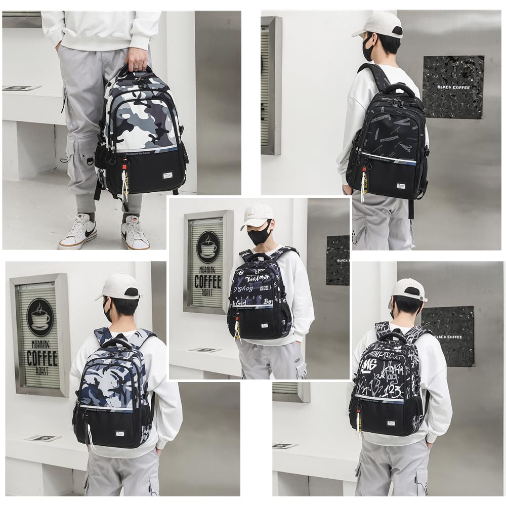Armbq Camouflage Kids School Backpack for Boys Camo Casual Bookbags Elementary Middle School Bag Teens Travel Backpack