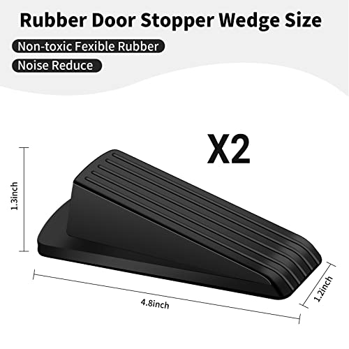 Door Stoppers, 2 Pack Premium Rubber Door Stoppers for Bottom of Door Security Rubber, Door Stopper Wedge for Carpet Heavy Duty Door