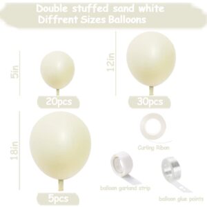 Pearl White Balloons Double Stuffed Sand White Ivory Balloons Different Sizes 18/12/5in White Pastel Cream Balloons Neutral Balloon Arch Kit For Birthdays Wedding Bridal Baby Shower Party Decorations.