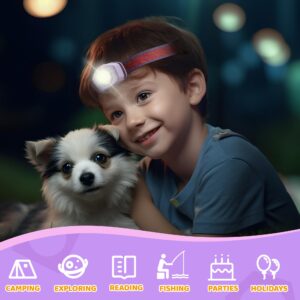 EverBrite LED Headlamp Rechargeable Kids Headlamp with RGB Mode and Adjustable Headband, 3 Modes Multicolor Headlamps for Kids, Bright Kids Head Lamp for Camping, Reading, Exploring, Parties