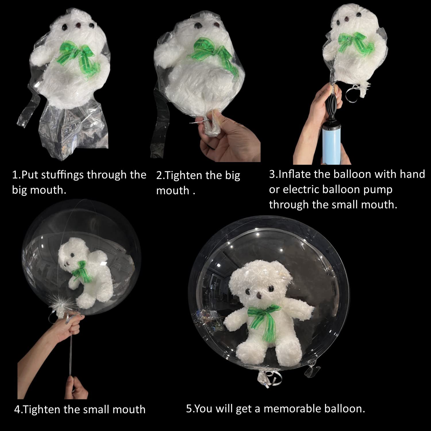 Wide Mouth Clear BoBo Balloons for Stuffing，15 Pack 26" Pre Stretched Extra Large Wide Neck Bubble Balloons for fill Teddy Bear/Wedding/Baby Shower/Father's Day/Graduation Party Decoration