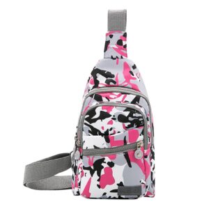 long keeper sling chest bag - women men waterproof crossbody backpack traveling running hiking shoulder daypack bag (color(pink white grey))