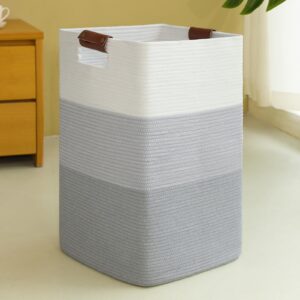 sixdove laundry hamper 90l extra large laundry basket, woven blanket basket, cotton woven storage basket hamper with handles for living room, large basket pillows, blankets, clothes-gradient grey