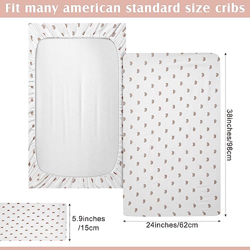 Newwiee 3 Pcs Crib Sheets Fitted 24'' x 38'', Mini Soft Muslin Crib Mattress Sheets for Girls and Boys(Classic)