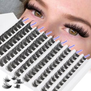 lash clusters diy lash extension d curl individual lashes 8-16mm eyelash clusters 108 pcs natural fluffy cluster lash extensions wispy eyelash extension diy at home by toochunag