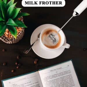 Electric Milk Frother Handheld White USB Rechargeable Drink Mixer, Detachable Milk Frother 3 Speeds Adjustable Foam Maker for Coffee, Lattes, Matcha, Hot Chocolate