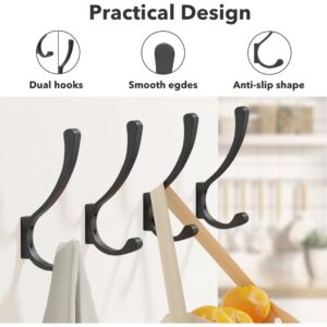 4 Pack Large Wall Hooks For Hanging Heavy Duty, Black Coat Hooks For Wall, Coat Hanger Hooks Wall Mounted, Wall Mounted Bag Hooks, Screw In Hooks, Metal Wall Hooks For Hanging Coats, Backpack, Purse