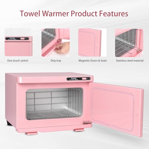 Niuadage Pink Hot Towel Warmer - 8L Towel Warmer Cabinet - Compact Facial Towel Warmer - Rapid Warming, Thermostatic Auto Heating, Spa Towel Warmer